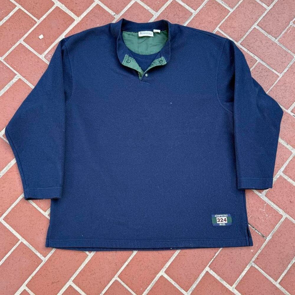Vintage 2000s aeropostale navy fleece Henley long sleeve shirt